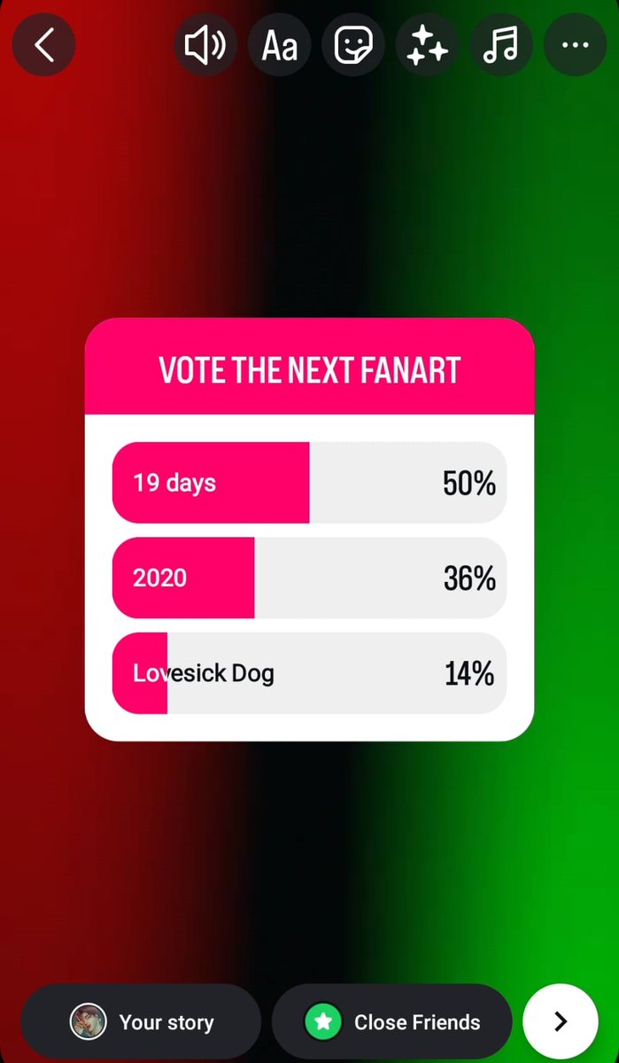 On instagram the poll result is this. Here on X you also have 2 hours to vote! Go vote!!🥰