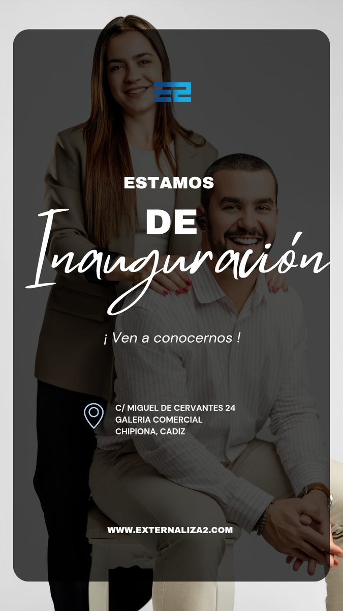¡Inauguramos nuevo local en Chipiona! 📷
Ahora podrás encontrarnos en nuestra nueva ubicación para tu consultoría 👌
Ya sea de forma presencial y online, te atendemos como siempre con la mejor atención y profesionalidad
¡Te esperamos! 🙌 externaliza2.com
#Inauguración