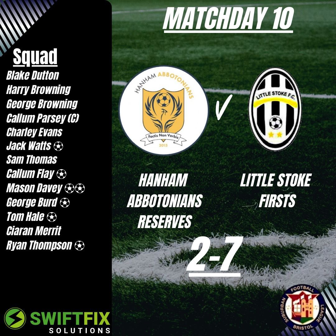 🚨Weekend Results 🚨

And that’s four wins out of four since the turn of the year! 

The First team come away with a convincing 7-2 win away from home against Hanham Abbotonians Reserves. 

Thanks to Hanham Abbots for hosting and well done to all those involved.

UTS! ⚫️⚪️⚫️⚪️