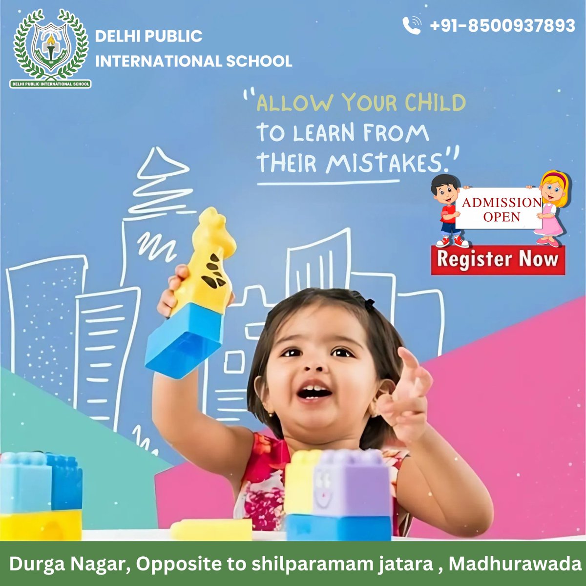 DelhiVizag79389's tweet photo. 🏫 DELHI PUBLIC INTERNATIONAL SCHOOL
✨ "Allow Your Child to Learn from Their Mistakes!"

📢 Admissions Open – Register Now

📞 Contact: +91 85009 37893

💡 Enroll your child in an environment that nurtures growth, creativity, and confidence! 🌟

#DelhiPublicInternationalSchool https://t.co/mbpo8FaLHg
