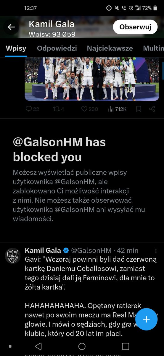 Pisze kulturalny post i chce wejść w dyskusję, ale nie mogę już bo dostałem błocka XDD
Chłop jest fenomenalny 
Nawet nie mogę mu odpisać na to co o mnie pisze to po prostu cringe