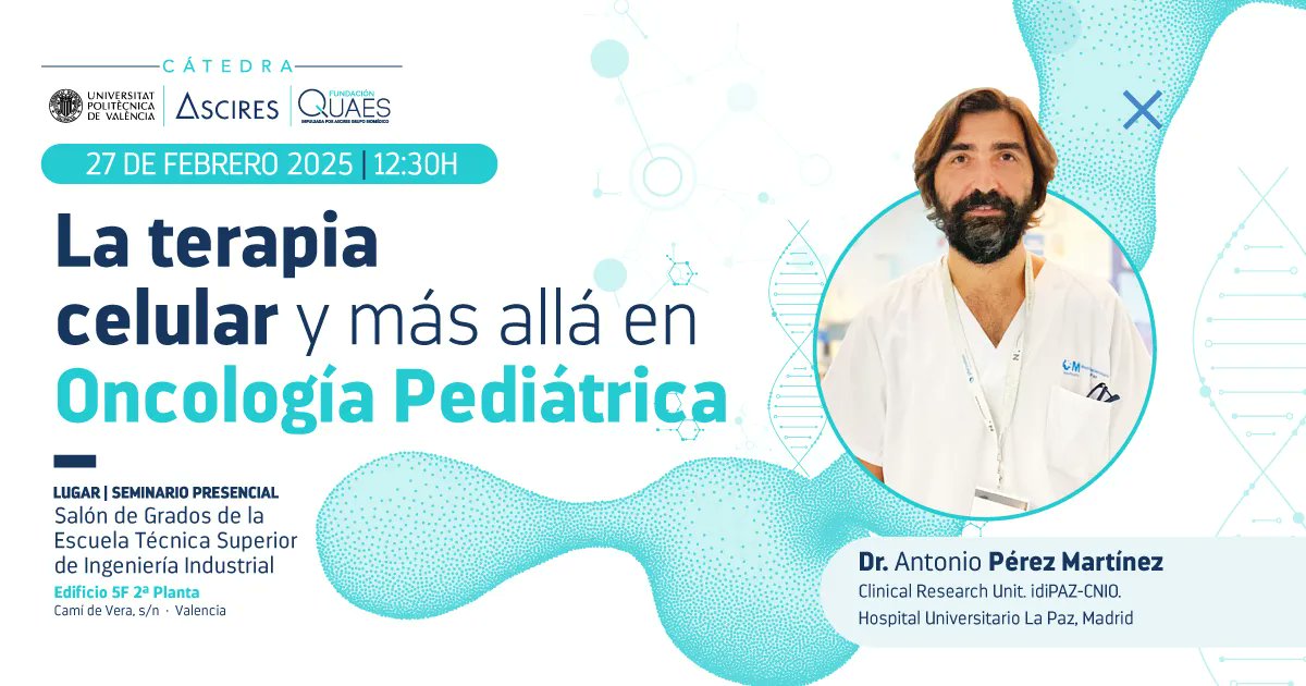Fundación QUAES (@fquaes) on Twitter photo 🔬 La terapia celular en Oncología Pediátrica: avances y desafíos.
🗓 27 de febrero | 12:30h
📍 UPV - Salón de Grados ETSII (Edificio 5F, 2ª Planta)
🎙 Con el Dr. <a href="/antonioper_mar/">AntonioPérezMartínez</a> (Hospital La Paz, <a href="/ComunidadMadrid/">Comunidad de Madrid</a>)
La inmunoterapia está transformando el tratamiento del cáncer, 🔬 La terapia celular en Oncología Pediátrica: avances y desafíos.
🗓 27 de febrero | 12:30h
📍 UPV - Salón de Grados ETSII (Edificio 5F, 2ª Planta)
🎙 Con el Dr. <a href="/antonioper_mar/">AntonioPérezMartínez</a> (Hospital La Paz, <a href="/ComunidadMadrid/">Comunidad de Madrid</a>)
La inmunoterapia está transformando el tratamiento del cáncer,