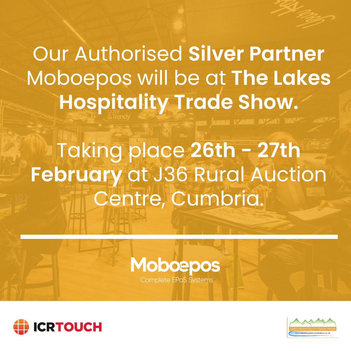 Will you be in Cumbria this week? If so, be sure to drop by and see how our Silver Partner can help you streamline your operations 🚀

🎟️ <a href="/LHAtweets/">Lakes Hospitality Trade Show</a> 
🤝 Silver Partner: <a href="/moboinnovations/">MOBO EPoS</a>  
📆 26th &amp; 27th February 2025 
📍 J36 Rural Auction Centre, Cumbria 

#exhibition #expos2025