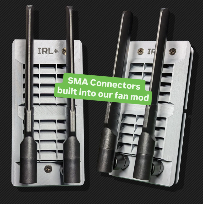 IRLPlusUK's tweet photo. A recent custom request incorporating SMA connectors into our fan mod faceplate for LTE or WiFi antennas 📶, thoughts? 💪 https://t.co/qQhpWiLJn8 https://t.co/Qs89rlsOC6