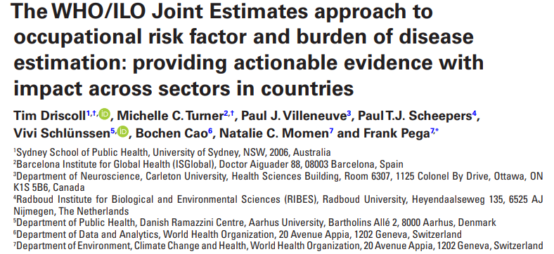 Dr Frank Pega (@frank_pega) on Twitter photo How do <a href="/WHO/">World Health Organization (WHO)</a> & <a href="/ilo/">International Labour Organization</a> produce their estimates of risk factors at work & occupational burden of disease?
New article outlines the processes & innovations of the UN Specialized Agencies' joint estimation approach
Thanks to collaborating experts 🇦🇺🇨🇦🇪🇸🇳🇱🇩🇰
bit.ly/4gtepis How do <a href="/WHO/">World Health Organization (WHO)</a> & <a href="/ilo/">International Labour Organization</a> produce their estimates of risk factors at work & occupational burden of disease?
New article outlines the processes & innovations of the UN Specialized Agencies' joint estimation approach
Thanks to collaborating experts 🇦🇺🇨🇦🇪🇸🇳🇱🇩🇰
bit.ly/4gtepis