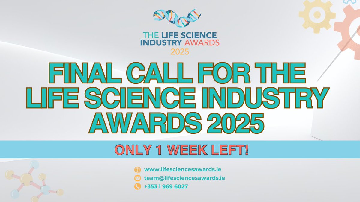 Only 1 week left to submit your entry for the Life Science Industry Awards 2025. Ready to showcase your achievements? 📥 

Download the Winners’ Toolkit today to perfect your submission before the February 14th deadline.
landing.businessriver.com/Life-Science-I…
 
#LifeSciencesIRL