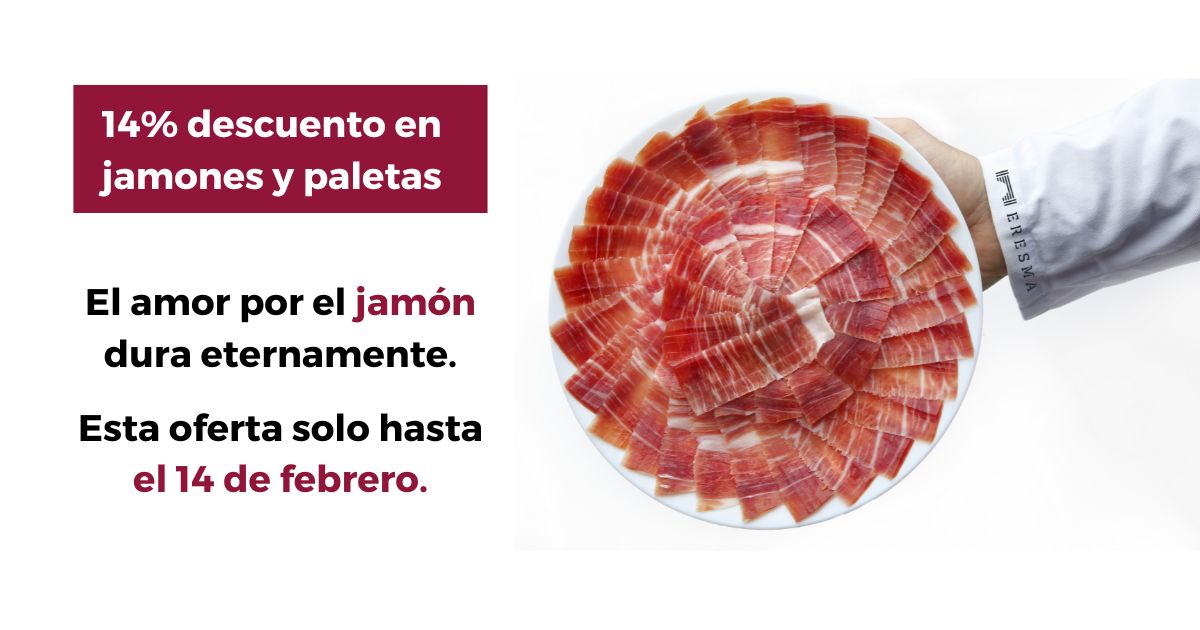 Febrero es el mes del amor 💕Y para celebrar el amor que sentimos por el jamón…

¡Te ofrecemos un 14% de descuento en nuestros jamones y paletas! Solo hasta el 🗓️14 de febrero.

Utiliza el cupón AMORJAMON

🔗🛒eresma.es