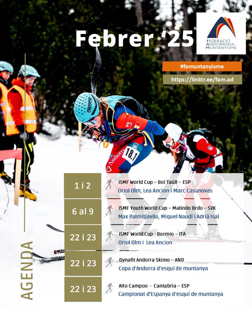 Agenda del febrer 2025 
<a href="/FAMuntanyisme/">FAM</a>  <a href="/Esports_Govern/">Esports_Govern</a>  <a href="/MoraBanc/">MoraBanc</a>  <a href="/ViladomatEsport/">Viladomat Esports</a>