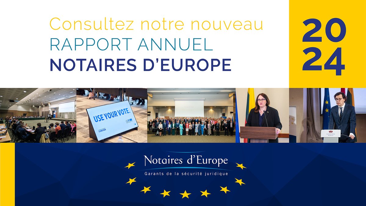 📢 Le Rapport annuel 2024 du CNUE est disponible ! Découvrez nos actions clés sur l'année écoulée

➡️ Lire le rapport : notariesofeurope.eu/fr/rapport-ann…
#CNUE #NotairesdEurope #Justice #Numérisation
