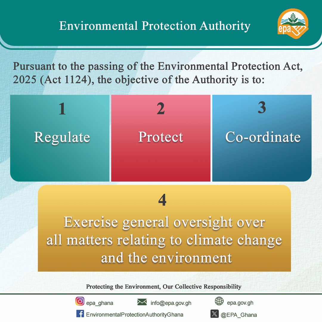 Objectives of the Environmental Protection Authority  

#EPAghana
#ojectives
#sustainability
