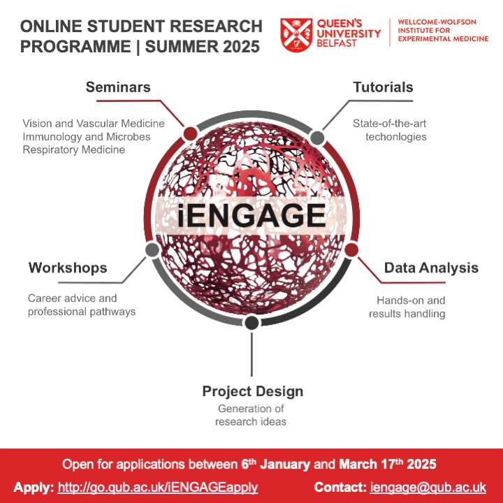 Join us for for our Online Student Programme iENGAGE?  Applications Open NOW!!!! You'll have 6 weeks of virtual summer student experience in our research areas across WWIEM
