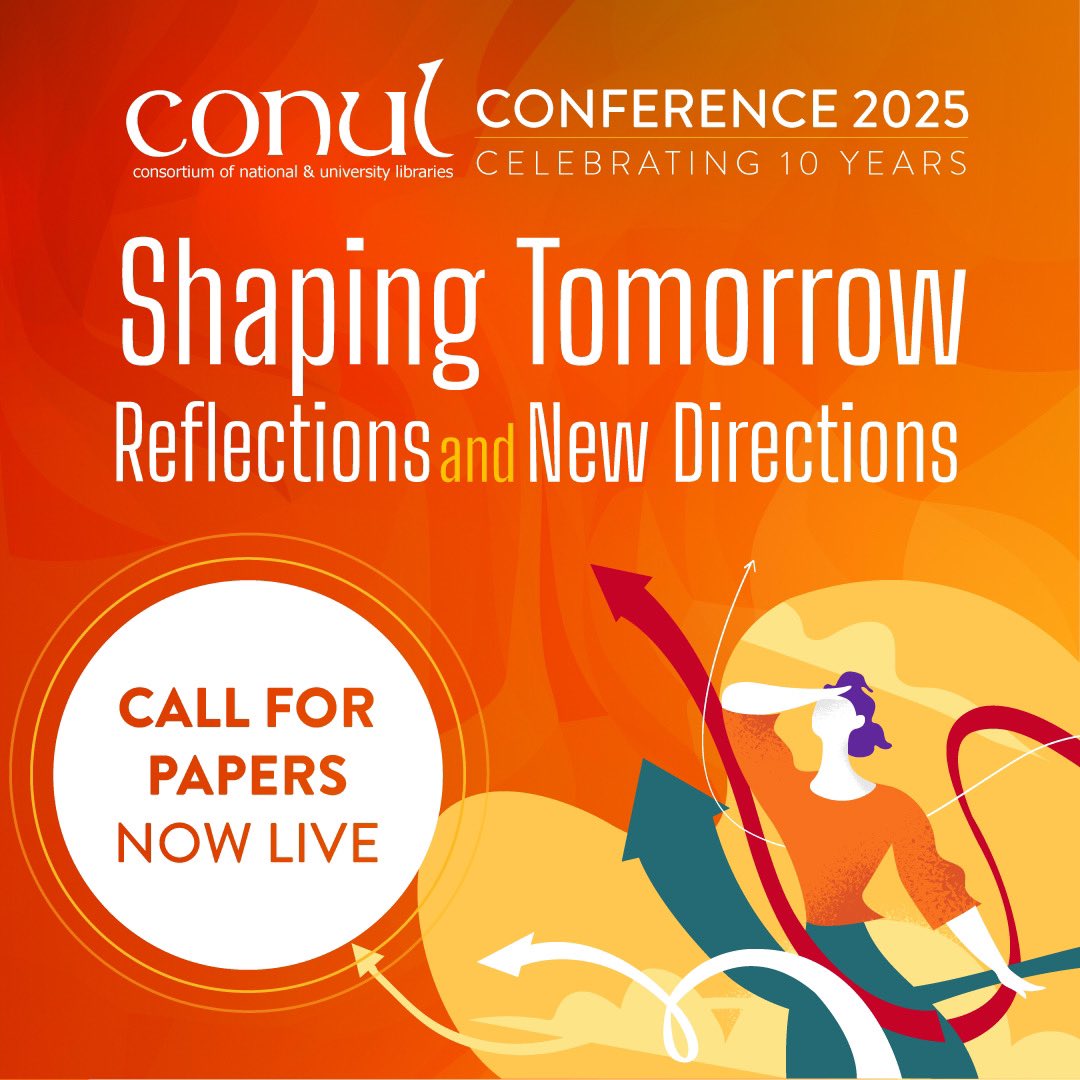 Just ONE WEEK TO GO until the closing date for your CONUL Conference 2025 paper submissions! The closing date is midnight (GMT) on Sunday 16th February 2025. For more information, please see our website: conference.conul.ie/call-for-paper… #CONUL25 #libraries #callforpapers