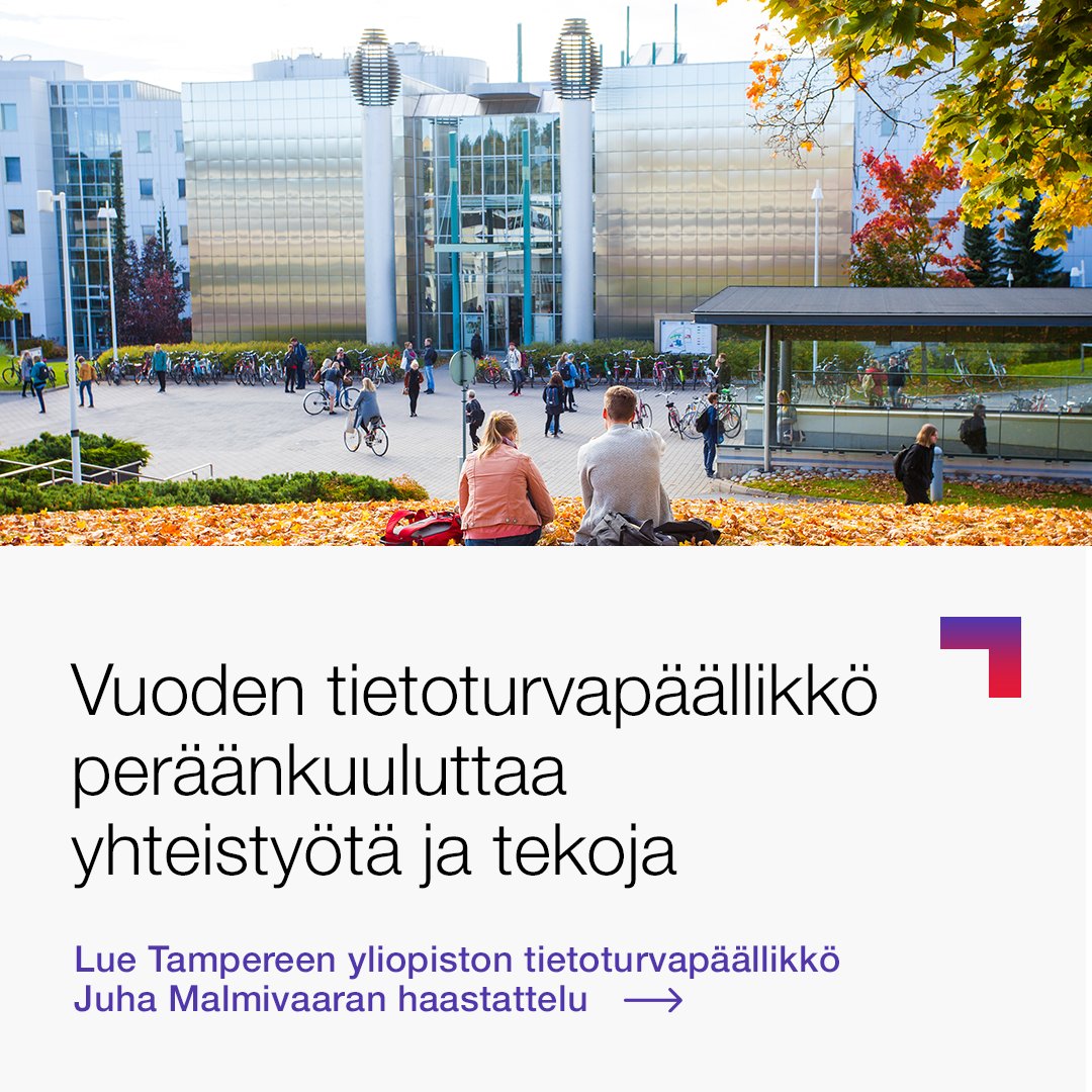 Vuoden tietoturvapäällikkönä palkittu Juha Malmivaara kertoo, miten Tampereen yliopisto on vienyt tietoturvaa eteenpäin sekä peräänkuuluttaa yhteistyötä ja tekoja koko yhteiskunnan huoltovarmuuden parantamiseksi. Lue haastattelu: bit.ly/40NC0Vf  
#tietoturva #CSOC