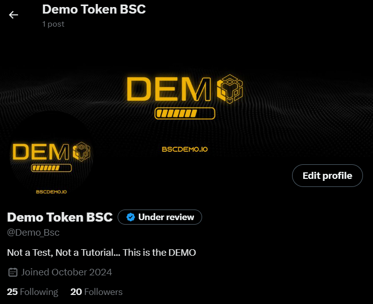 Demo Token BSC tweet media