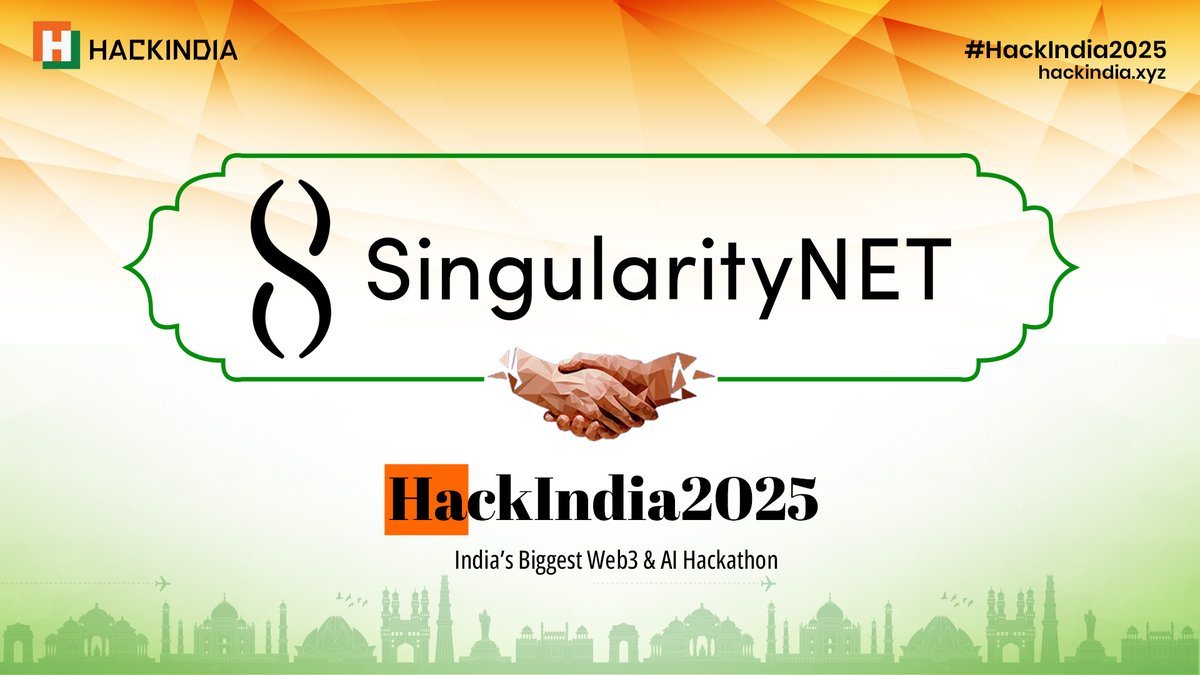 📢Announcement 📢
We’re thrilled to welcome <a href="/SingularityNET/">SingularityNET</a> as the Title Sponsor for #HackIndia2025! 🤝

Get ready for an electrifying hackathon where AI meets Blockchain to shape the future of decentralized intelligence.

Be part of the movement👉 hackindia.xyz