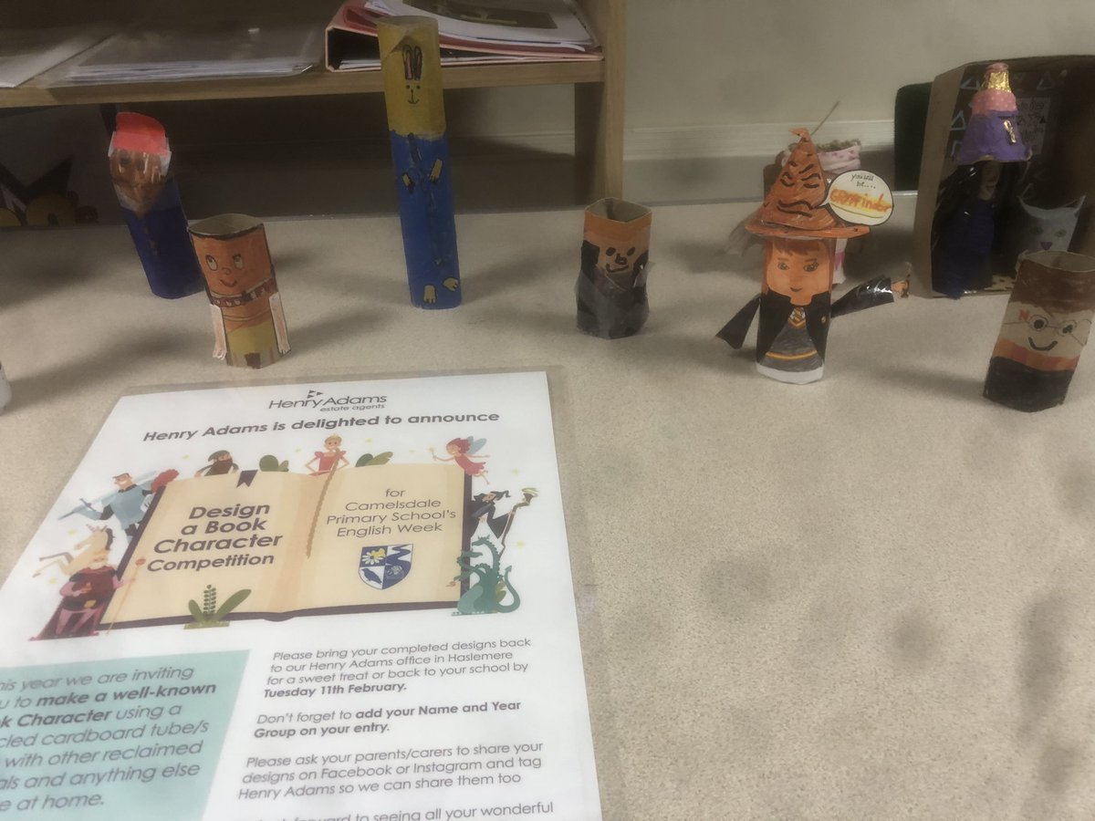 Camelsdale Primary (@camelsdaletweet) on Twitter photo English Week and our book characters for our <a href="/henryadamsllp/">Henry Adams Sales & Lettings</a> competition are beginning to arrive!!we need to use a cylinder to create them! Book Fayre after school today as well as a visit from alumni and author Neil Hampshire! Welcome back! #Haslemere English Week and our book characters for our <a href="/henryadamsllp/">Henry Adams Sales & Lettings</a> competition are beginning to arrive!!we need to use a cylinder to create them! Book Fayre after school today as well as a visit from alumni and author Neil Hampshire! Welcome back! #Haslemere