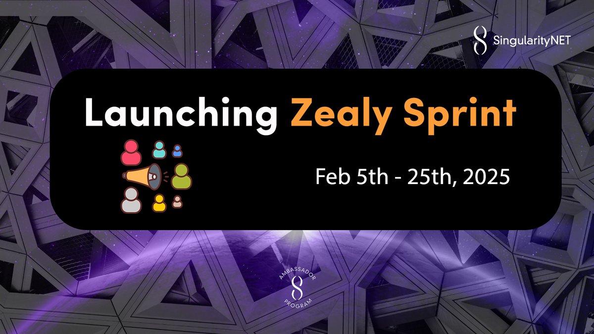 SNET_Ambassador's tweet image. The Zealy Sprint has begun! 🎯

Singularitarians, @SNET_Ambassador  Zealy Sprint officially kicked off on February 5th, and the race for rewards is on! 🏆💡

Engage, complete quests, and climb the leaderboard to earn exclusive prizes while contributing to the growth of the #AI &amp;amp;…