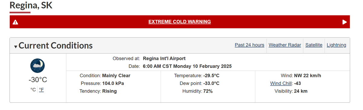 RegPublicSchool's tweet photo. Feb 10.
Due to extreme windchill of -43 C, student accessible transportation requiring a lift is cancelled. All other student transportation is operating today. All schools are open. Please bundle up and call school with any absences. Affected school families will be contacted. https://t.co/fwXpEG2FiF