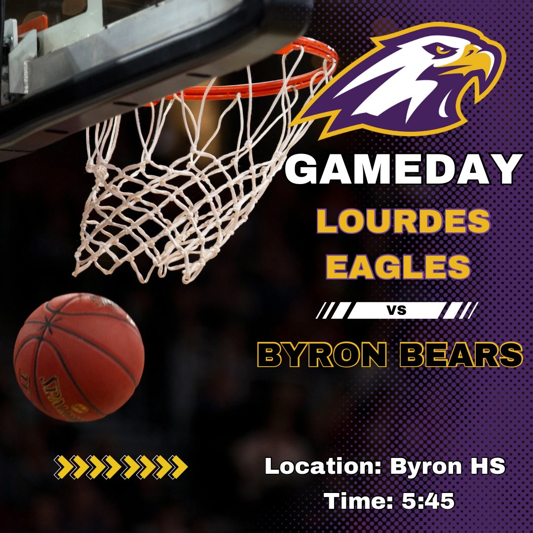 Lourdes Boys Basketball (@lhs_bbb) on Twitter photo 🚨 GAMEDAY 🚨
🏀 Lourdes Eagles (2-17) 🆚 Byron Bears (17-2)
⚠️ Boys/Girls Double Header
⏰ 4:30 (Boys C Squad)
4:30 (Boys JV) 
5:45 (Boys Varsity)
📍Byron High School
🏆 HVL Conference Matchup
🖥️ Watch here ⬇️
fan.hudl.com/usa/mn/byron/o… 🚨 GAMEDAY 🚨
🏀 Lourdes Eagles (2-17) 🆚 Byron Bears (17-2)
⚠️ Boys/Girls Double Header
⏰ 4:30 (Boys C Squad)
4:30 (Boys JV) 
5:45 (Boys Varsity)
📍Byron High School
🏆 HVL Conference Matchup
🖥️ Watch here ⬇️
fan.hudl.com/usa/mn/byron/o…