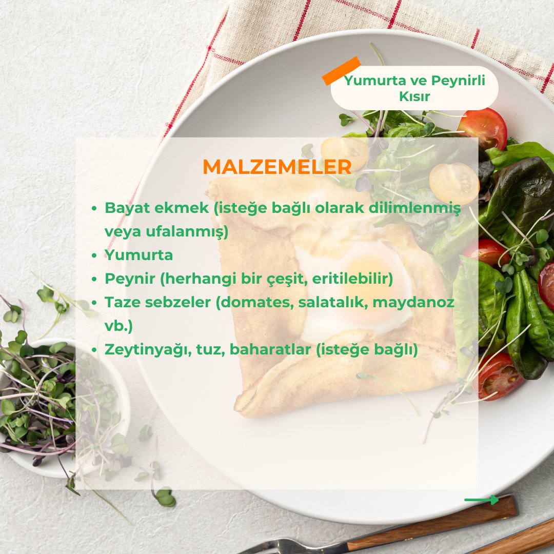 GidaKurtarmaDer's tweet photo. 🍴 İsrafsız Mutfaklar için Kısır! 🥗
Bayat ekmek, peynir, sebze &amp; yumurtayla israfı önleyen lezzetli bir tarif hazırlayın! ♻️
✅ Malzemeleri değerlendirin
✅ Pratik &amp; besleyici öğün
✅ Gıda israfına son!
📌 Tarifi için görsellere göz atın! #ZeroWasteCooking https://t.co/dcphSi0F1U
