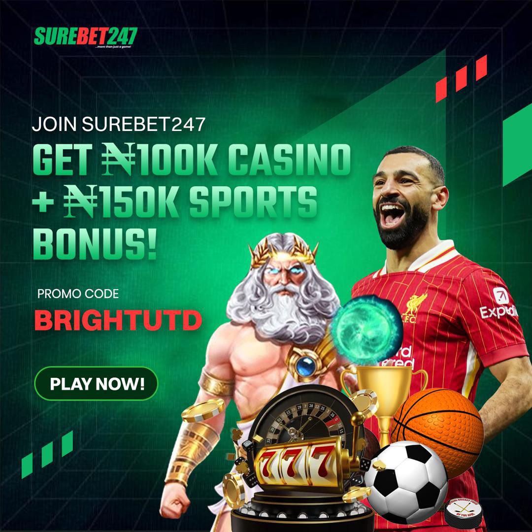 brightutd's tweet photo. DOUBLE UP ON SUREBET247

▶️Code: 578824

▶️HURRY NOW REGISTER HERE https://t.co/qYGmf0bYVU

▶️USE PROMOCODE: BRIGHTUTD 

With my Promocode you get instant N150k bonus to stake on Sport games on your first deposit 💵 https://t.co/ApYxJwCwzu