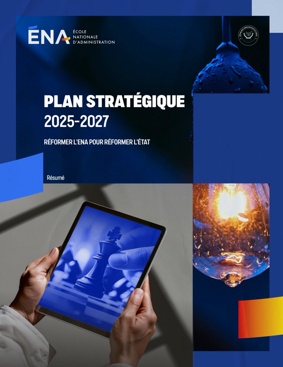 Réformer l’ENA pour réformer l’Etat | 
Le plan stratégique 2025-2027 de l’<a href="/EnaRDC_Officiel/">Ena RDC</a> est prêt.

🔎 Résumé à télécharger et à lire ici 👉🏽 : ena.cd/wp-content/upl…

Ce plan est construit autour de la vision, pour l’<a href="/EnaRDC_Officiel/">Ena RDC</a> : 

« de devenir une institution leader en