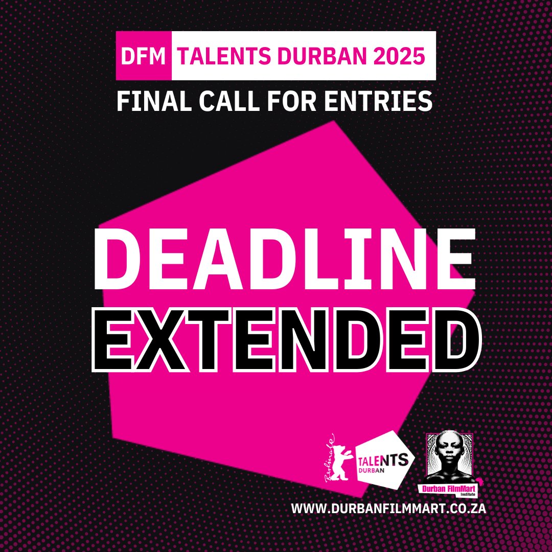 Talents Durban (@talentsdurban) on Twitter photo ๐ข DEADLINE EXTENDED ๐ข
We've extended the deadline to 12 FEB, 23:59 PM
This is your chance to be part of an inspiring journey alongside Africaโs most promising filmmakers and storytellers!
.
๐ APPLY HERE: berlinale-talents.de/bt/launchpad/iโฆ
#TalentsDurban <a href="/CAFTPro/">CAFTPRO</a> <a href="/durbanfilmmart/">Durban FilmMart SA</a> ๐ข DEADLINE EXTENDED ๐ข
We've extended the deadline to 12 FEB, 23:59 PM
This is your chance to be part of an inspiring journey alongside Africaโs most promising filmmakers and storytellers!
.
๐ APPLY HERE: berlinale-talents.de/bt/launchpad/iโฆ
#TalentsDurban <a href="/CAFTPro/">CAFTPRO</a> <a href="/durbanfilmmart/">Durban FilmMart SA</a>