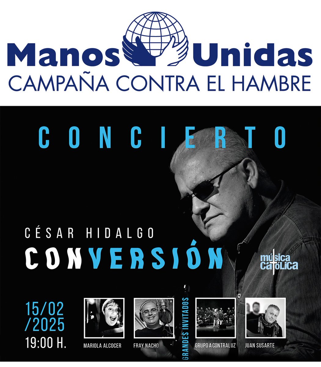 ManosUnidasMad's tweet photo. César Hidalgo une música y solidaridad en un #concierto especial a favor de Manos Unidas, en el cual nos transmitirá la emoción de su conversión con un mensaje de renovada esperanza. 
▶️15/02 -Teatro Colegio S. Agustín (c/Padre Damián 18).
https://t.co/sEO8IILCeL #catik https://t.co/hYowso6yM5