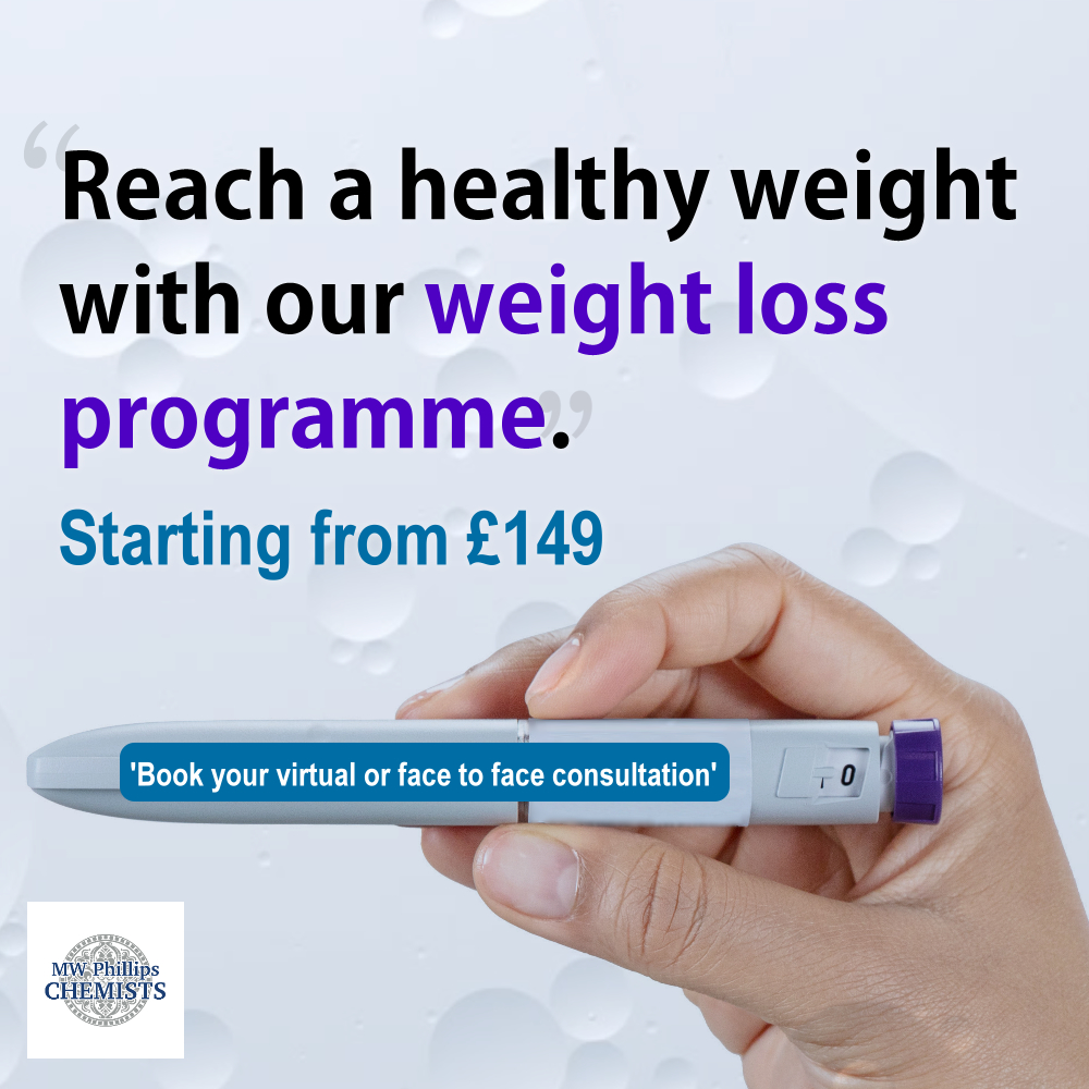 MWPhillips_UK's tweet photo. Reach a #healthy #weight with the help of our weight loss service by speaking to one of our #expert #pharmacists today – virtually or face-to-face. This personalised #weightloss #service, starts from £149. #MWPhillipsChemists. https://t.co/9Ir3U6LwK0