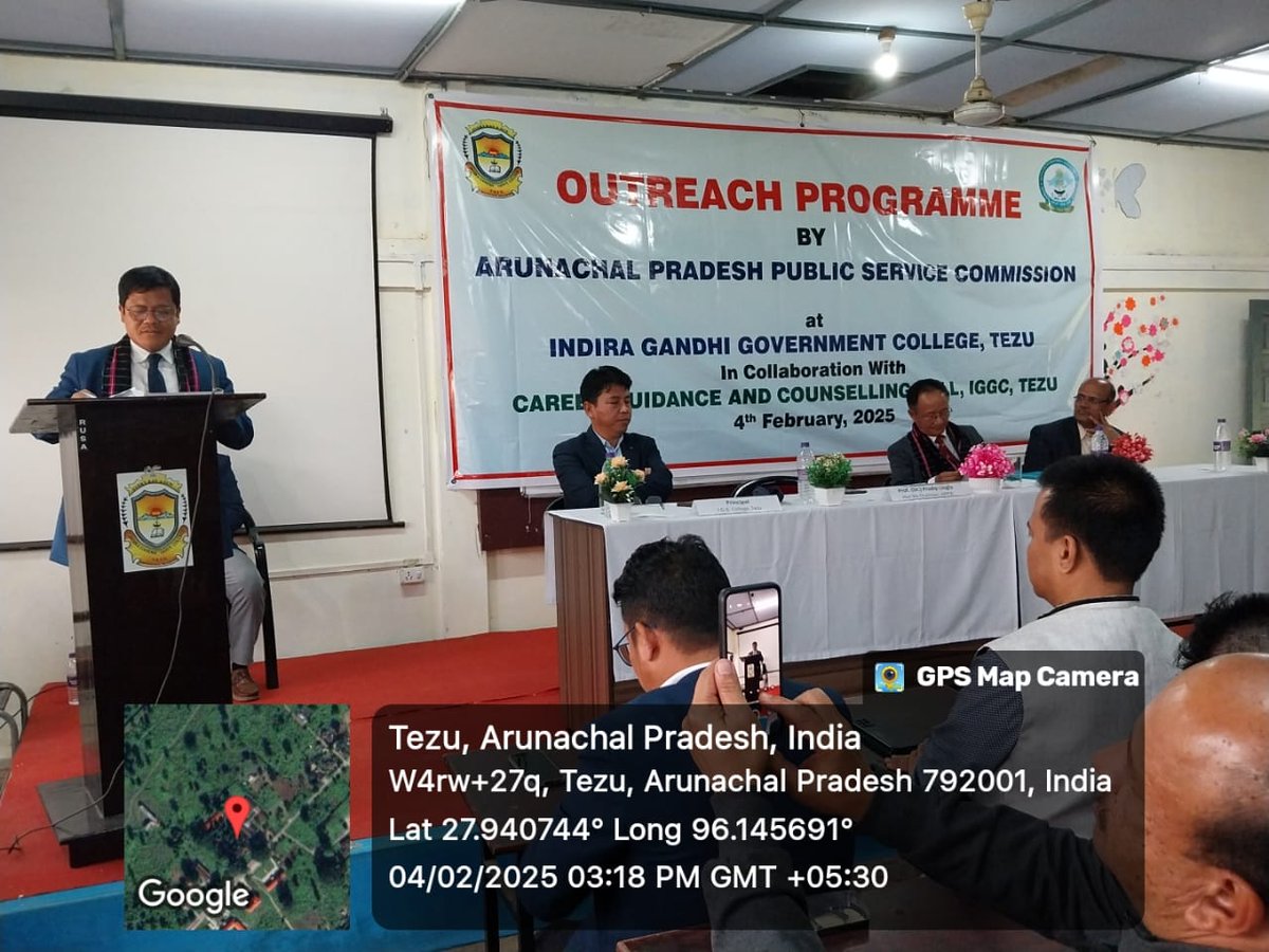 APPSC_Official's tweet image. On 5 Feb 2025, APPSC held an outreach at Indira Gandhi Govt. College, Lohit, guiding students on exams and career paths. Chairman Prof. Lingfa stressed confidence, discipline, and time management. Member Col. Koj Tari advised on stress management and NCC benefits.