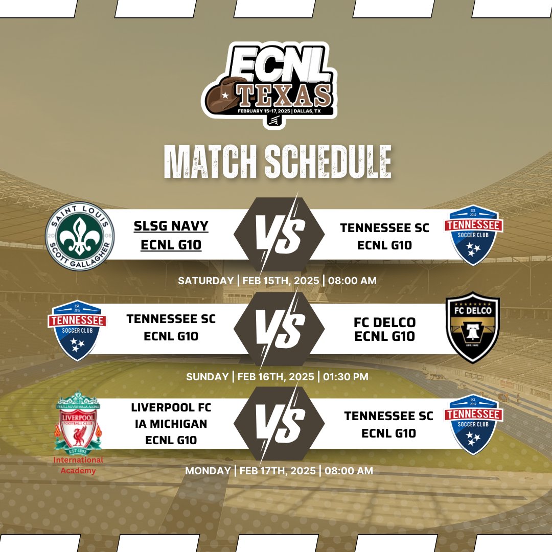 Getting hyped for #ECNLTX come on down and watch us play!
<a href="/ImCollegeSoccer/">College Soccer Truth ™</a> 
<a href="/TopDrawerSoccer/">TopDrawerSoccer</a> 
<a href="/TheSoccerWire/">SoccerWire</a>