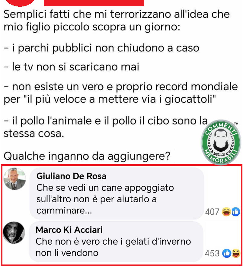 CM_Memorabili's tweet photo. "Babbo Natale non esiste" spostati. #continuatevoi #commentimemorabili #inganni https://t.co/Yvwu5cWMwx