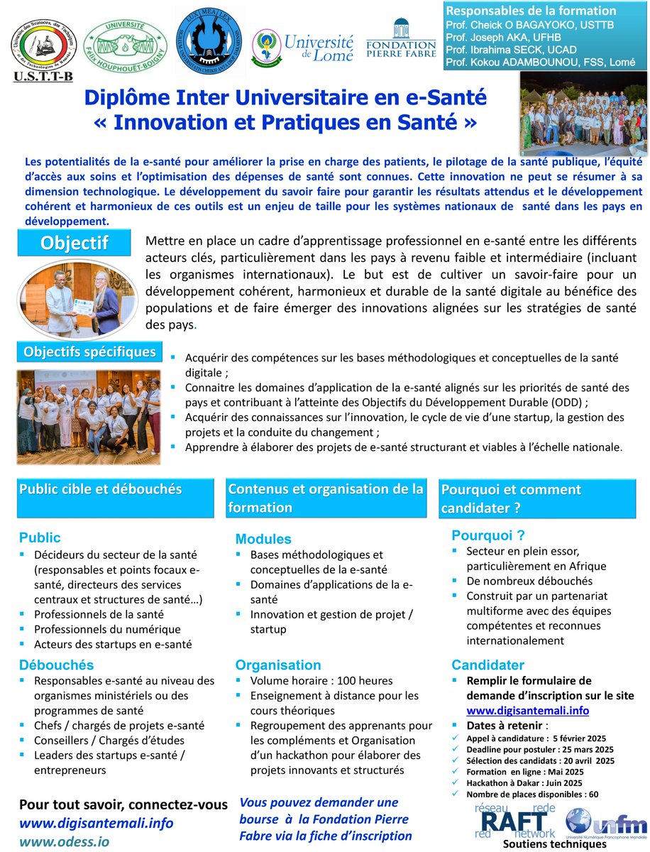 📢📢 𝐀𝐩𝐩𝐞𝐥 à 𝐜𝐚𝐧𝐝𝐢𝐝𝐚𝐭𝐮𝐫𝐞 : 𝐃𝐔 𝐞𝐒𝐚𝐧𝐭é 𝟐𝟎𝟐𝟓

👉 Pour candidater, veillez renseigner le formulaire de candidature : docs.google.com/forms/d/e/1FAI…