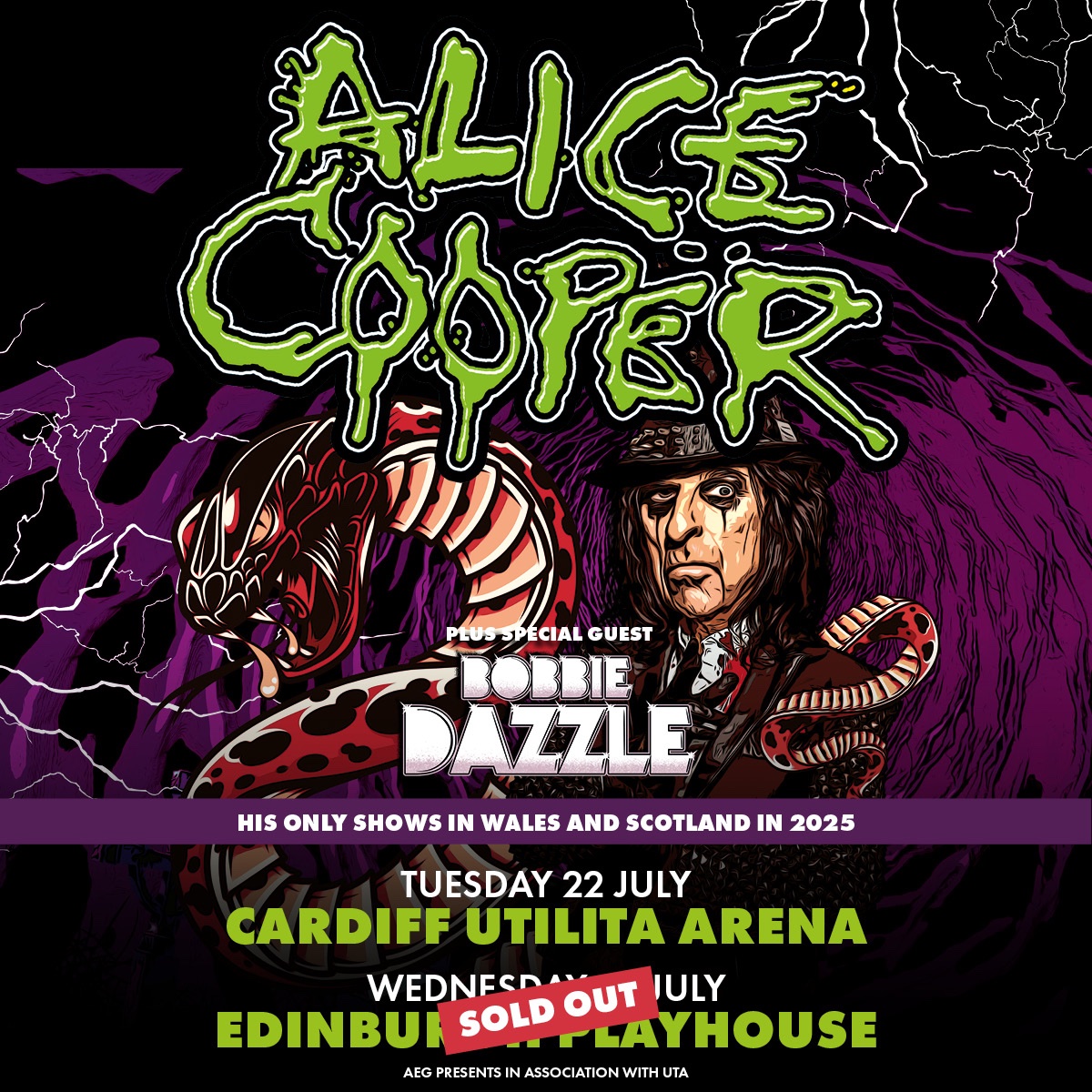 Bobbie Dazzle (@dazzlebobbie) on Twitter photo ⭐️ Alice Cooper ⭐️
This is crazy to announce but you can see me supporting the absolute legend that is <a href="/alicecooper/">Alice Cooper</a>
22nd July Cardiff Utilita Arena
23rd July Edinburgh Playhouse (Sold out)
<a href="/AEG_Presents/">AEG Presents UK</a>
<a href="/RiseAboveRecord/">Rise Above Records</a> ⭐️ Alice Cooper ⭐️
This is crazy to announce but you can see me supporting the absolute legend that is <a href="/alicecooper/">Alice Cooper</a>
22nd July Cardiff Utilita Arena
23rd July Edinburgh Playhouse (Sold out)
<a href="/AEG_Presents/">AEG Presents UK</a>
<a href="/RiseAboveRecord/">Rise Above Records</a>
