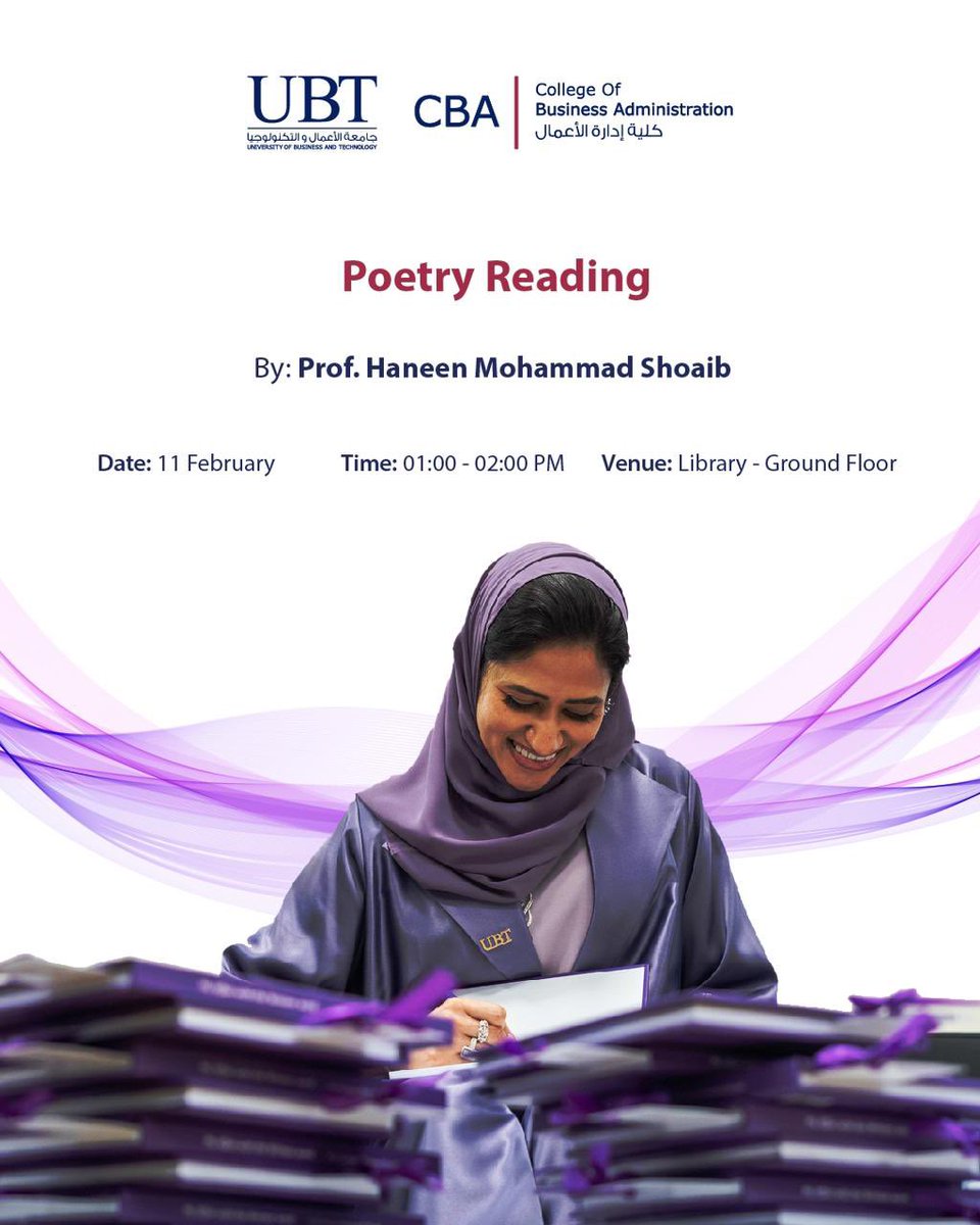 اتشرف بحضوركم, سيكون لدي فعالية "قراءة لقصائدي" غدا الثلاثاء, 11 فبراير بالجامعة شطر الكورنيش في مكتبة الجامعة من ١-٢ ظهرا
 ويمكنكم اختيار القصيدة المفضلة لديكم من ديواني عبر الرابط:
form.typeform.com/to/yN1yfZQz

#my_affair_with_the_written_word
#UBT