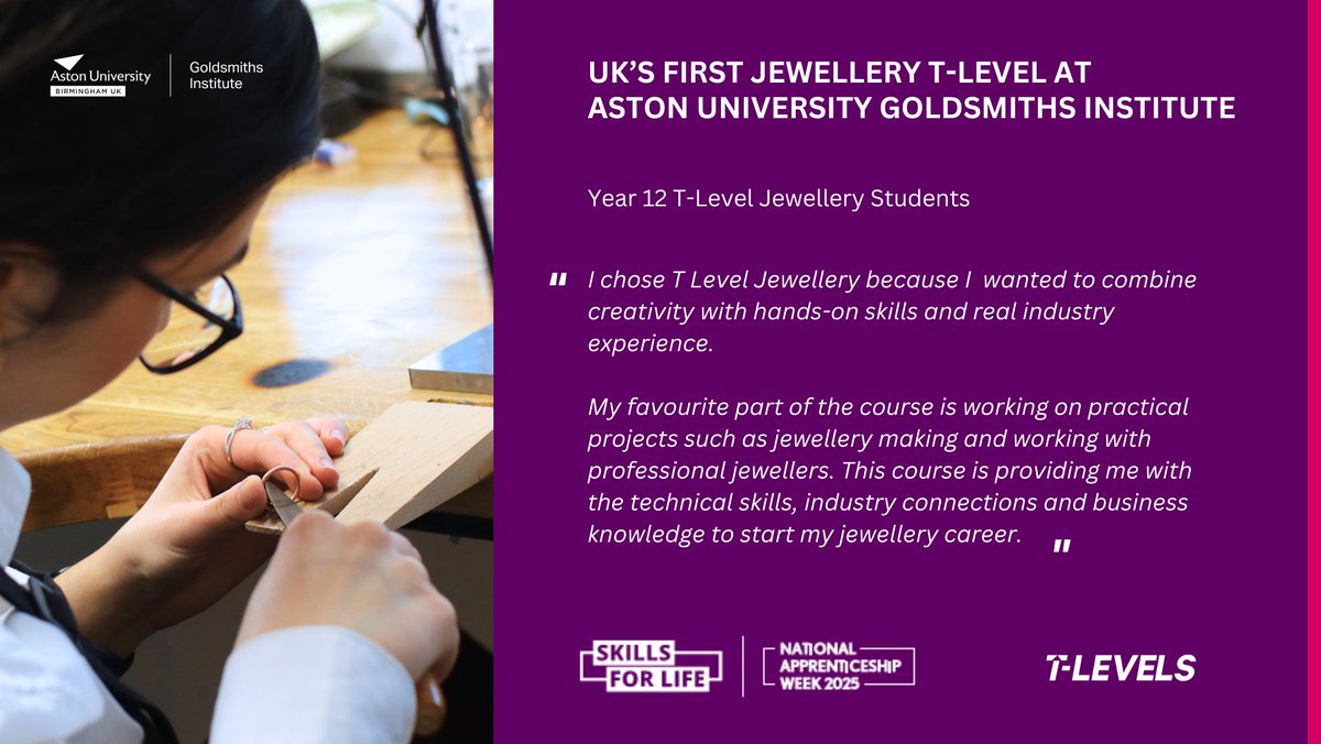 AUEA (@auea_utc) on Twitter photo ✨ Its #TLevelThursday✨
💎Discover the UK’s first Jewellery T-Level at <a href="/AUGoldsmiths/">Aston University Goldsmiths Institute</a>
Combine creativity, hands-on skills, and real industry experience to craft your future in jewellery design. 💼
Ready to shine? 👉 auea.co.uk
#NAW2025 #TLevels #Goldsmiths ✨ Its #TLevelThursday✨
💎Discover the UK’s first Jewellery T-Level at <a href="/AUGoldsmiths/">Aston University Goldsmiths Institute</a>
Combine creativity, hands-on skills, and real industry experience to craft your future in jewellery design. 💼
Ready to shine? 👉 auea.co.uk
#NAW2025 #TLevels #Goldsmiths