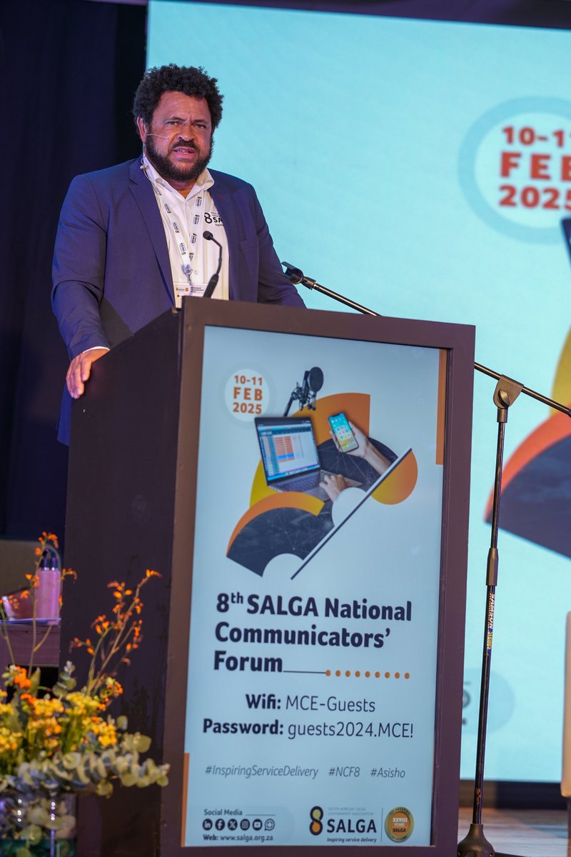 SALGA_Gov's tweet photo. Lead by SALGA COO Lance Joel, discussions unfold on the role of communicators in addressing the pressing challenges of revenue collection & escalating municipal debt which affect every municipality & citizen across South Africa. #NCF8 #InspiringServiceDelivery #PayYourBills https://t.co/oT6BFSvFs1