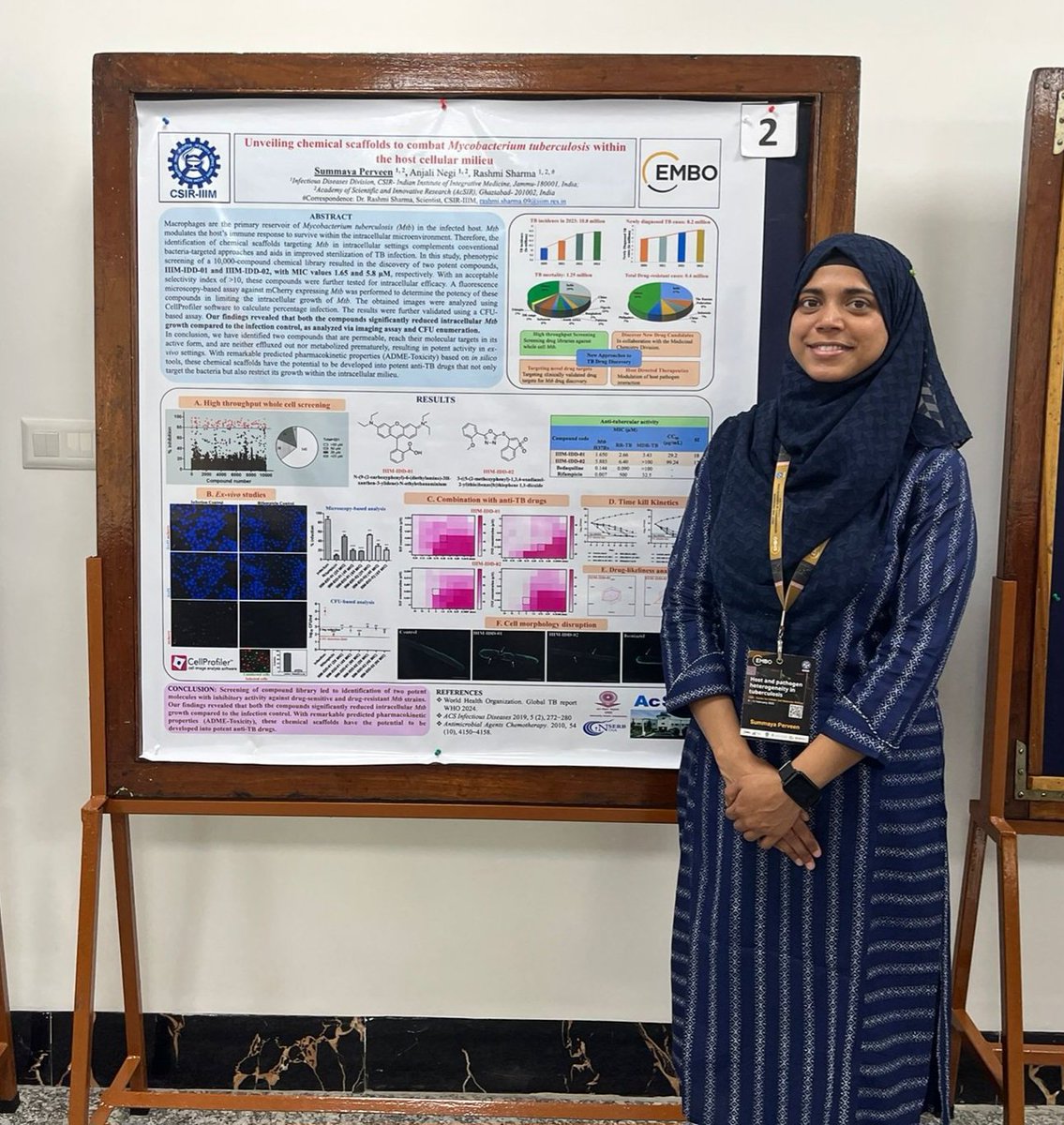 A fantastic experience at the EMBO conference on "Host and Pathogen Heterogeneity in tuberculosis" at CCMB. I'm grateful to <a href="/csiriiim/">CSIR-IIIM</a>, director <a href="/zabeerahmedb/">Dr. Zabeer Ahmed</a> and my supervisor <a href="/Rashmi_Sharmaa/">Rashmi Sharma</a> for their unwavering support and encouragement. #flashtalk #posterpresentation.
