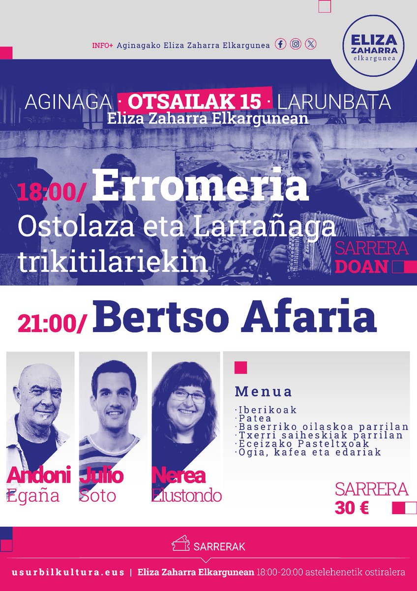 noaua's tweet photo. Erromeria eta bertso-afaria larunbatean #Aginaga n:
https://t.co/zsmLVk0W8O https://t.co/eFzYs5wteh