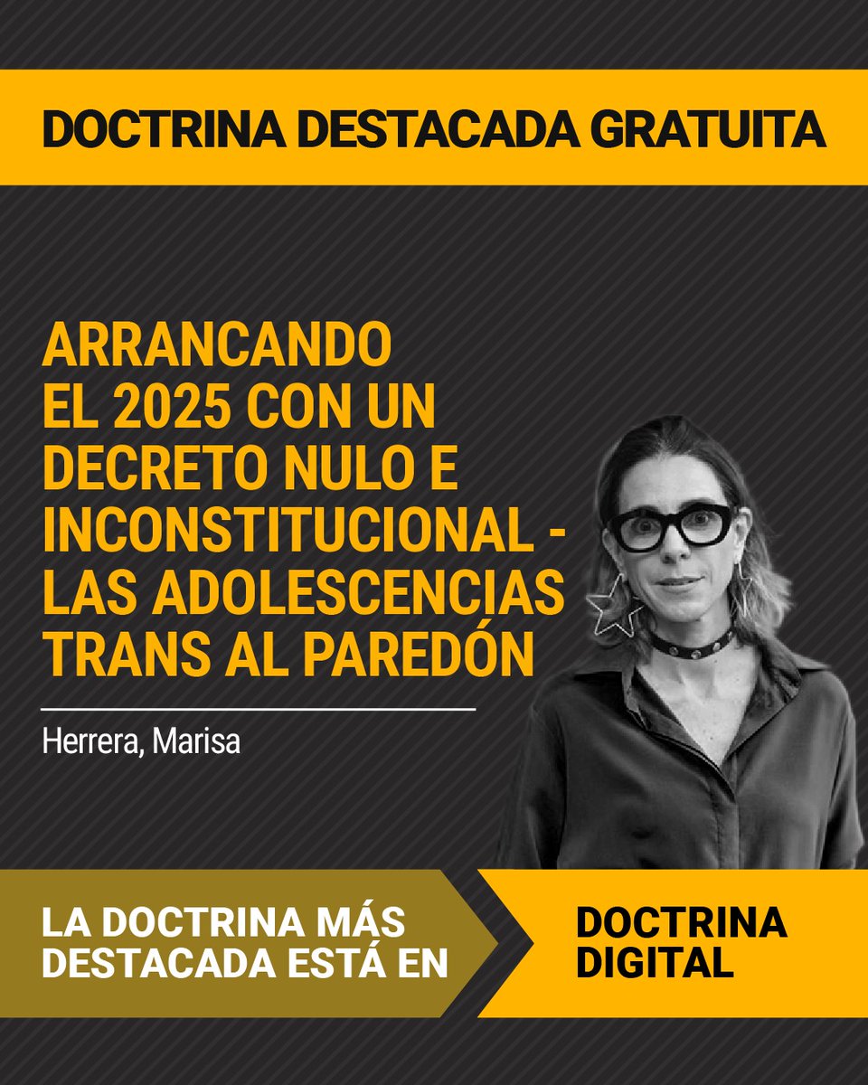 ACCEDÉ #GRATIS A LA DOCTRINA DESTACADA DEL DÍA │Arrancando el 2025 con un decreto nulo e inconstitucional - Las adolescencias trans al paredón

#Autora: Herrera, Marisa <a href="/herreramarisa12/">Marisa Herrera</a>

Visita el link del contentenido: rubinzalonline.com.ar/index.php/inde…