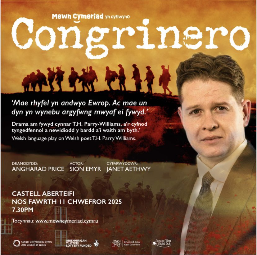 Mewn Cymeriad (@mewncymeriad) on Twitter photo Congrinero, yng Nghanolfan y Celfyddydau Aberystwyth wedi gwerthu allan ar gyfer nos Fercher. Dal tocynne ar gael i <a href="/CasAberteifi/">Castell Aberteifi</a> nos yfory, 11eg.
mewncymeriad.cymru Congrinero, yng Nghanolfan y Celfyddydau Aberystwyth wedi gwerthu allan ar gyfer nos Fercher. Dal tocynne ar gael i <a href="/CasAberteifi/">Castell Aberteifi</a> nos yfory, 11eg.
mewncymeriad.cymru