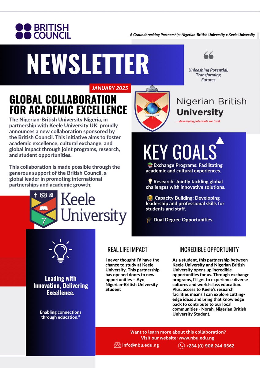 NBU_NG's tweet photo. Nigerian British University &amp; Keele University: Partners in academic excellence, innovative research &amp; student success!

#NBUKeelePartnership #EducationForAll #AcademicExcellence #fypシ #fypシviral https://t.co/EjnjOhgZcQ