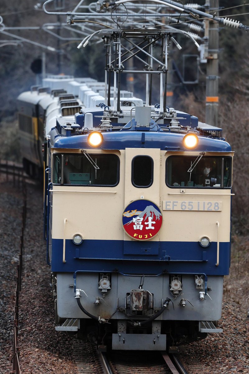 愛称板 サボ プラスチック製 明星　国鉄 大阪 EF58 EF65 方向幕 9314レ 「サロンカー富士」 EF65-1128[関]+14系改「サロンカーなにわ