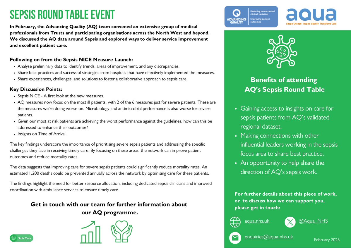 Advancing Quality (AQ) (@aqprogrammenhs) on Twitter photo Sharing a summary of our recent Sepsis Round Table event. The outputs from this event are used to inform further discussions on how we can improve patient care. <a href="/LismyC/">Lismy Cheripelli</a> <a href="/tomjenksAQ/">Tom Jenks</a> <a href="/drmorrisgordon/">Morris Gordon</a> Sharing a summary of our recent Sepsis Round Table event. The outputs from this event are used to inform further discussions on how we can improve patient care. <a href="/LismyC/">Lismy Cheripelli</a> <a href="/tomjenksAQ/">Tom Jenks</a> <a href="/drmorrisgordon/">Morris Gordon</a>