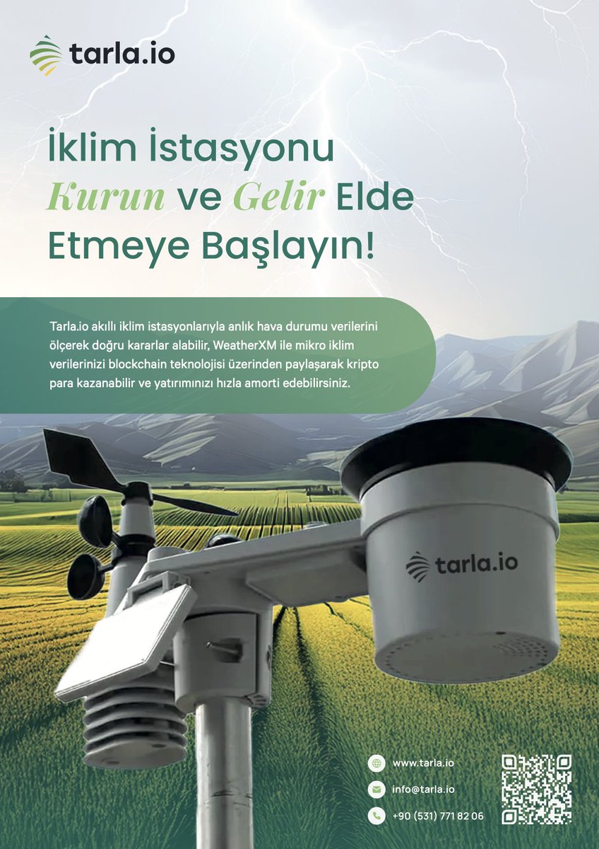 Bahçesine iklim istasyonu kurarak para kazanan üreticiler arasına girin. 

Nasıl mı? Cevabı işte burda:

docs.tarla.io/docs/iklim-ist…