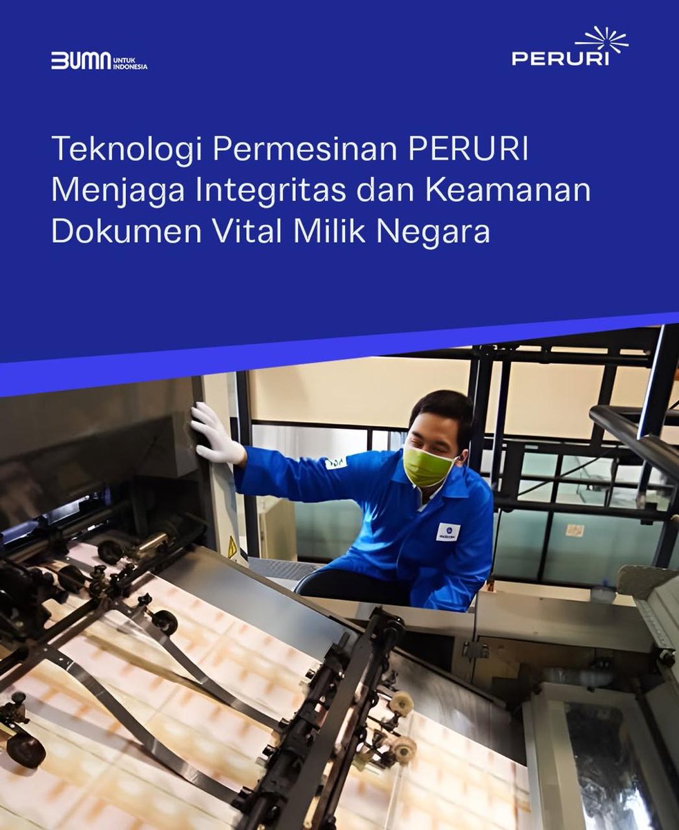 anggrakita's tweet photo. Menjaga keamanan dokumen negara, PERURI gunakan teknologi permesinan canggih dan protokol ketat, agar bebas dari pemalsuan.
#PerusahaanTeknologiHighSecurity #InnovationforASovereignFuture #KemajuanBerdaulat #InovasiKeamananTinggi #PeruriGovTechIndonesia #TrusteeOfSovereignty https://t.co/NfwuDHyAyT