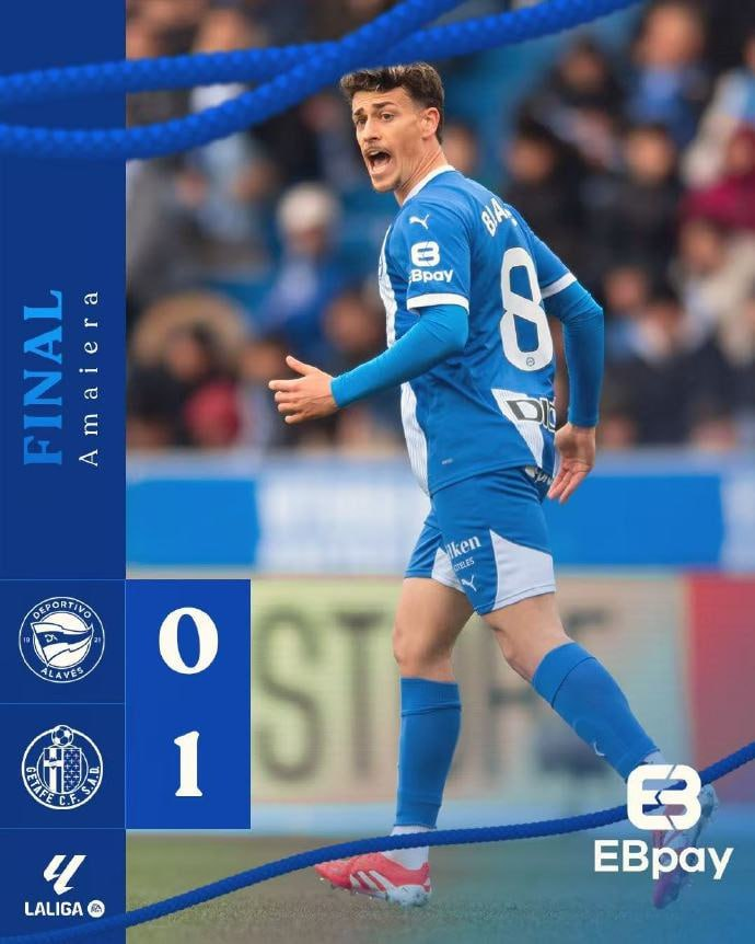 Ebpay08's tweet photo. #Ebpay #阿拉维斯 #官方合作伙伴 #LALIGAEASPORTS
EBpay 阿拉维斯足球俱乐部
90‘+5｜全场比赛结束，阿拉维斯0-1赫塔菲
本场比赛我们并未取得较好破门机会，对手于上半场点球破门。最终我们0-1不敌赫塔菲。
服务热线 ：  @EBpay08
官方频道 ：  @EBpayHQ
官方网站 ： https://t.co/LPGIYNVEJ3 https://t.co/cTIh66m1iV