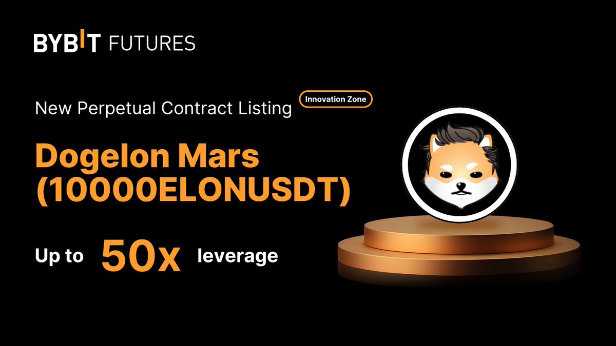 Bybit_Official's tweet photo. 🚀 #10000ELONUSDTUSDT Perpetual Contract is now LIVE on #BybitContract with @DogelonMars!

Trade with up to 50x Leverage.

📈 Trade $10000ELONUSDTUSDT: https://t.co/lWO6bAvhPI

#BybitTrading #BybitListing https://t.co/TQCPWAozRh
