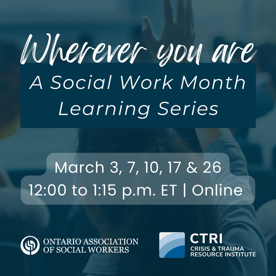 Come learn with us wherever you are this #SocialWorkWeek &amp; Month!

Join OASW and the Crisis &amp; Trauma Resource Institute for this virtual series exploring strategies to support clients through a variety of life’s challenges.

Learn more &amp; save your spot ▶️ oasw.org/SWWOnlineEvents