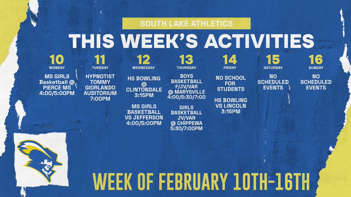 🏀This Week's Athletic Events 🎳